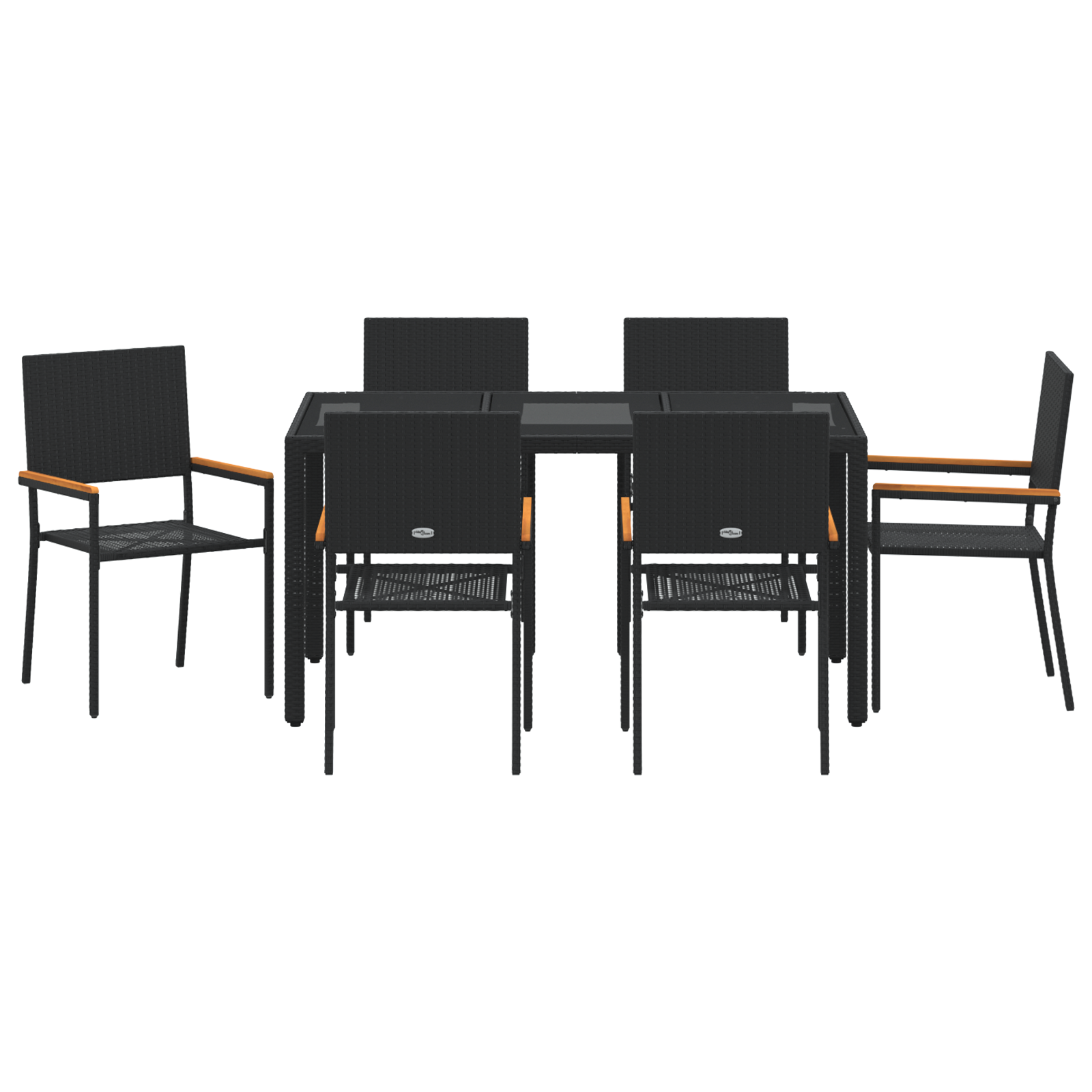 Set pranzo giardino  7 pezzi polyrattan nero