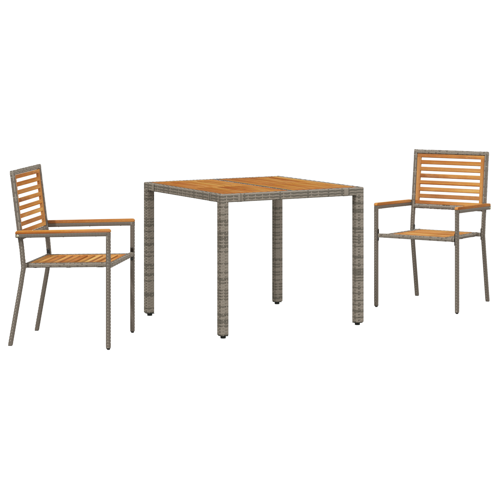Set da Pranzo da Giardino  3 Pezzi Grigio in Polyrattan Acacia