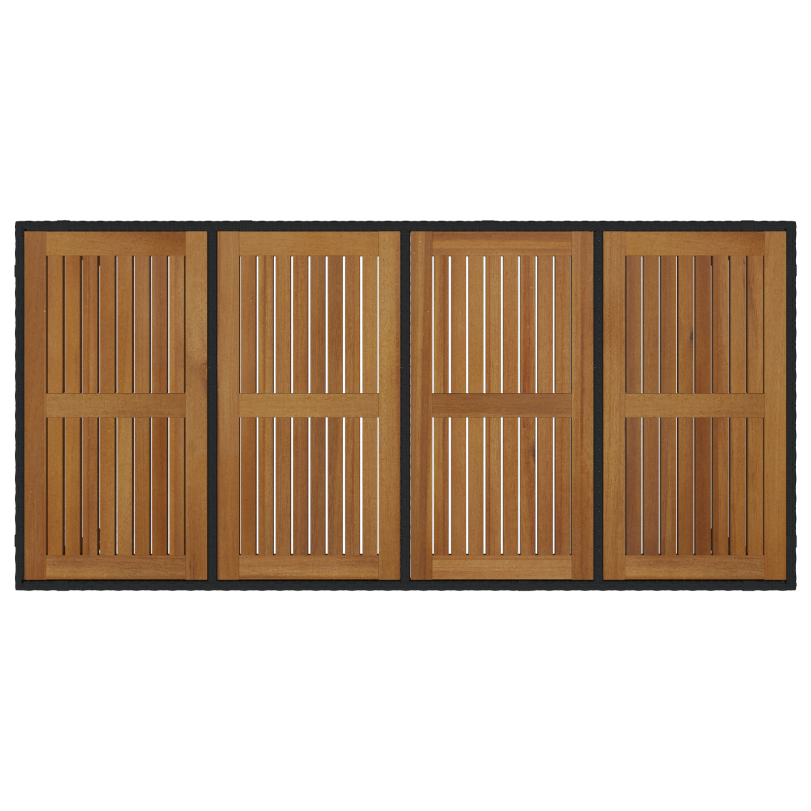 Set da Pranzo per Giardino  7 Pezzi in Rattan Polietilene Nero e Acacia