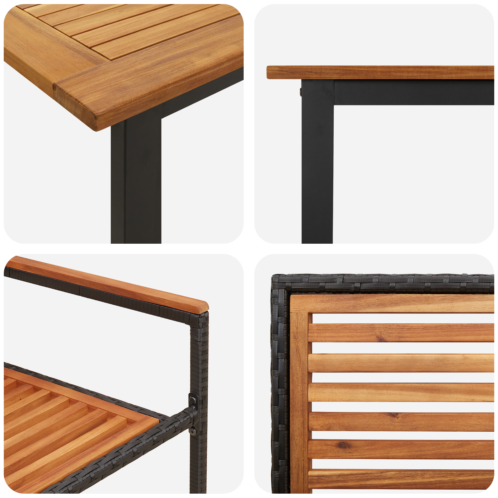 Set da Pranzo da Giardino 9 Pezzi Rattan Poliolefine Nero Acacia
