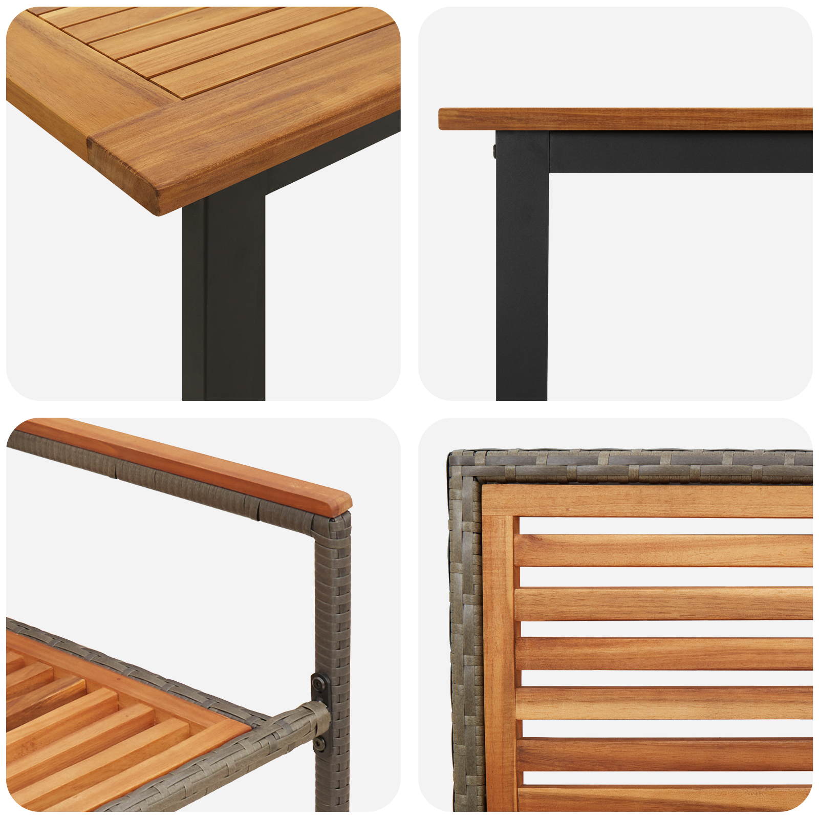 Set da pranzo per giardino 9 pezzi Grigio Polyrattan Acacia