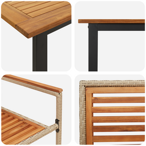 Set pranzo giardino  9 pezzi in rattan sintetico beige e acacia