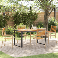 Set da pranzo da giardino  5 pezzi Beige Poly Rattan Acacia