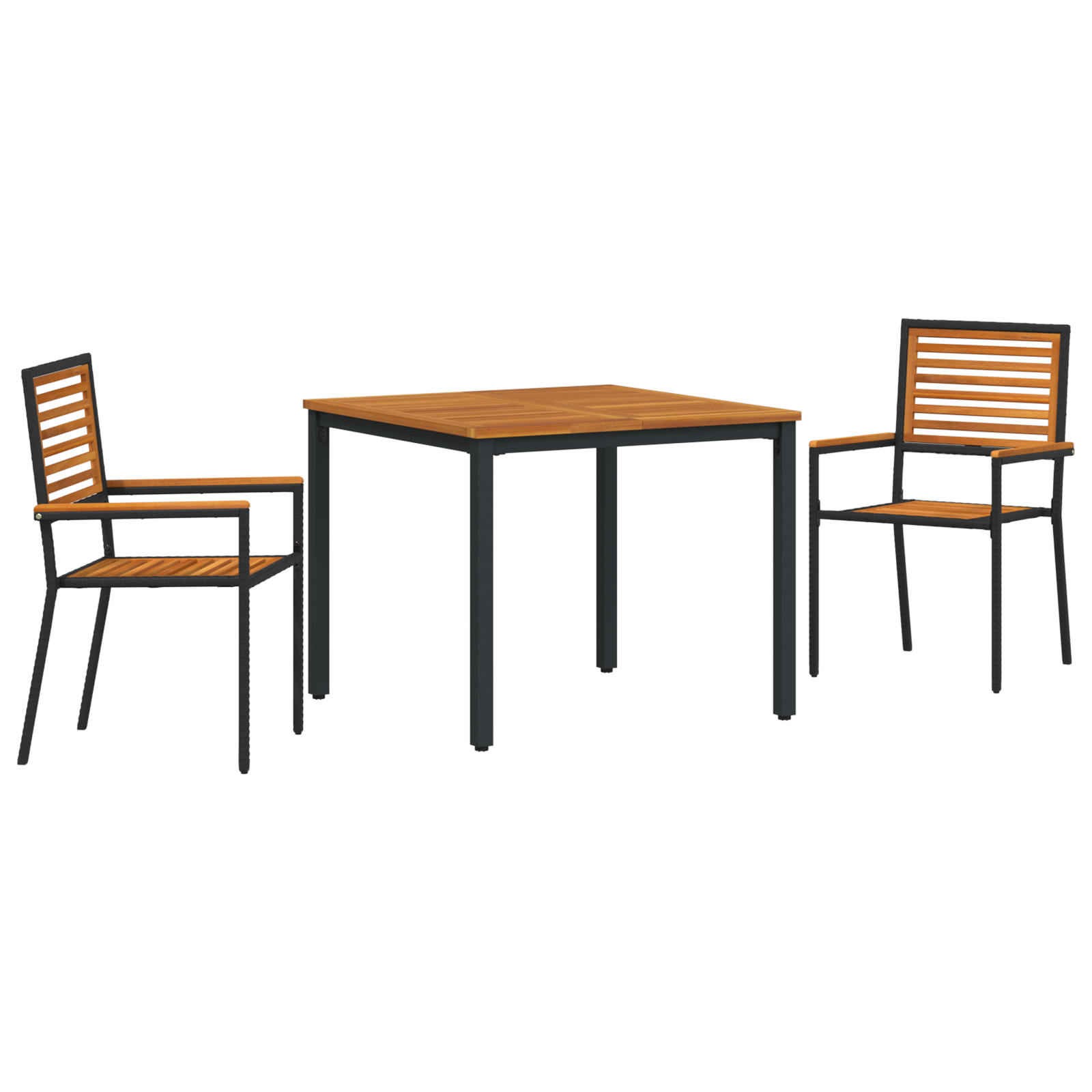 Set da Pranzo per Giardino  3 Pezzi Rattan Polietilene Nero Acacia