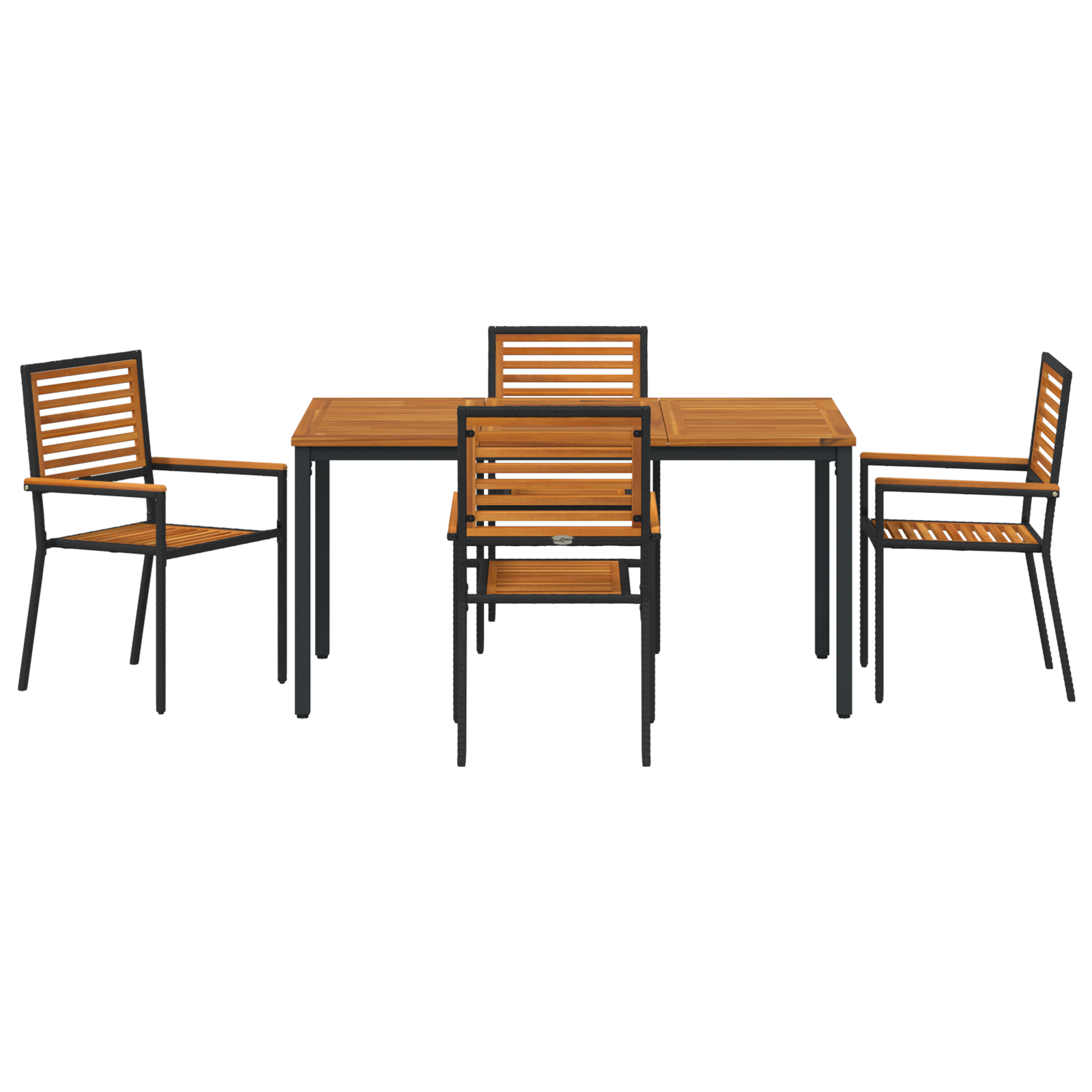 Set da pranzo da giardino 5 pezzi  Black Poly Rattan Acacia
