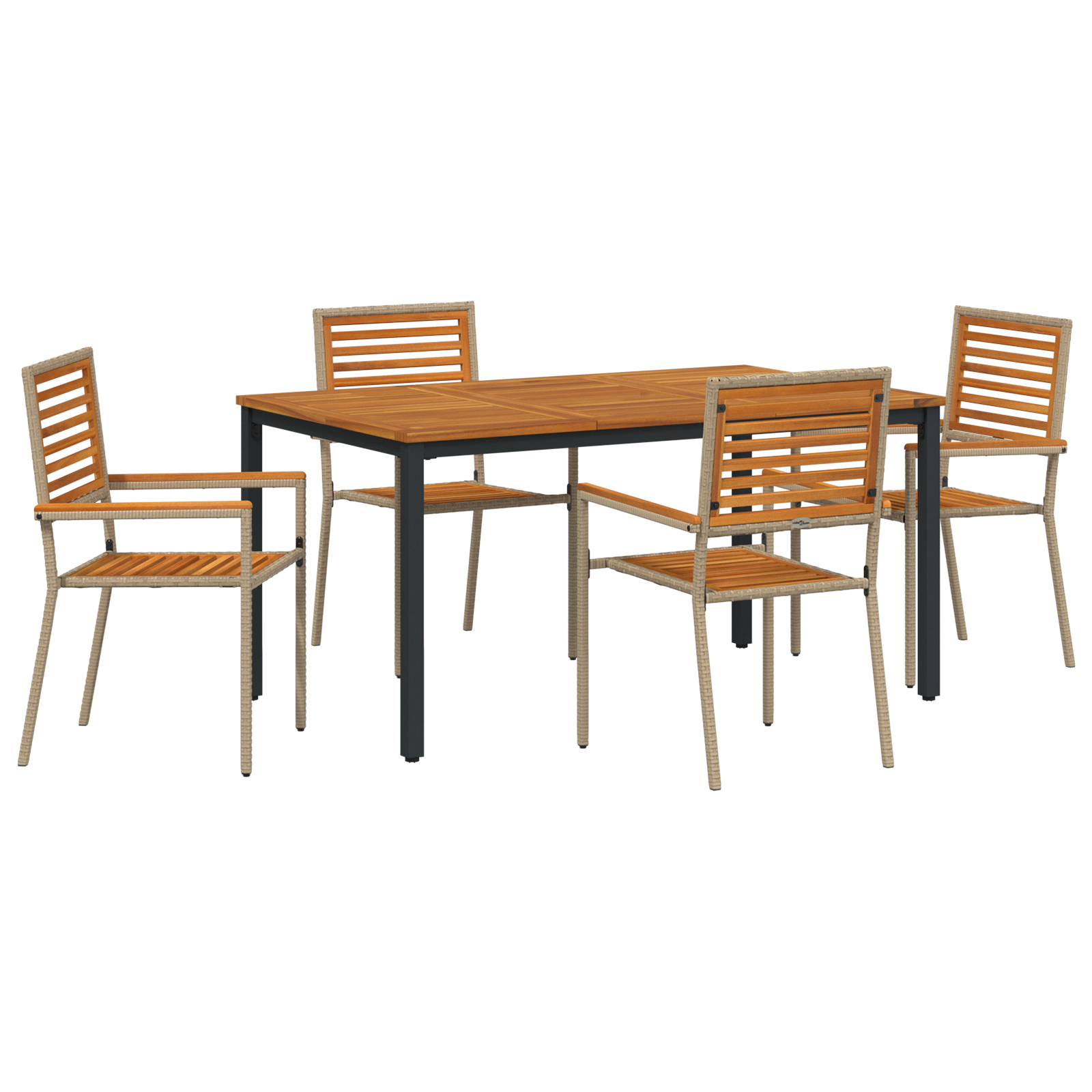Set pranzo da 5 pezzi giardino  Beige Polirattan Acacia