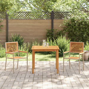 Set da Pranzo da Giardino  in 3 Pezzi Rattan Polietilene Beige Acacia