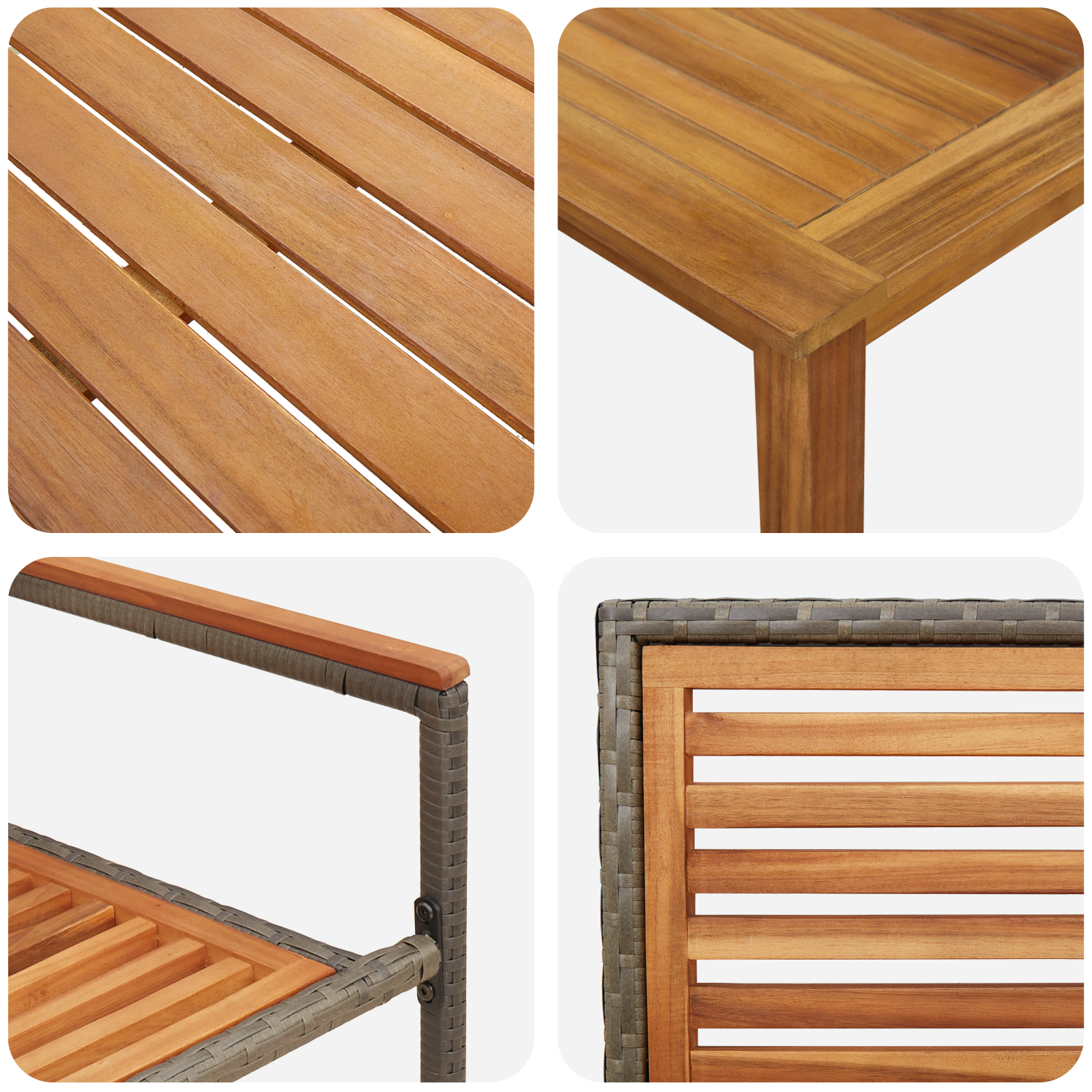 Set Pranzo Giardino 5 Pezzi  Grigio Polyrattan Acacia