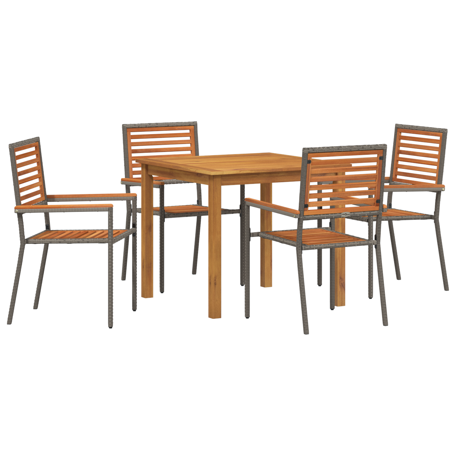 Set Pranzo Giardino 5 Pezzi  Grigio Polyrattan Acacia