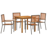 Set Pranzo Giardino 5 Pezzi  Grigio Polyrattan Acacia