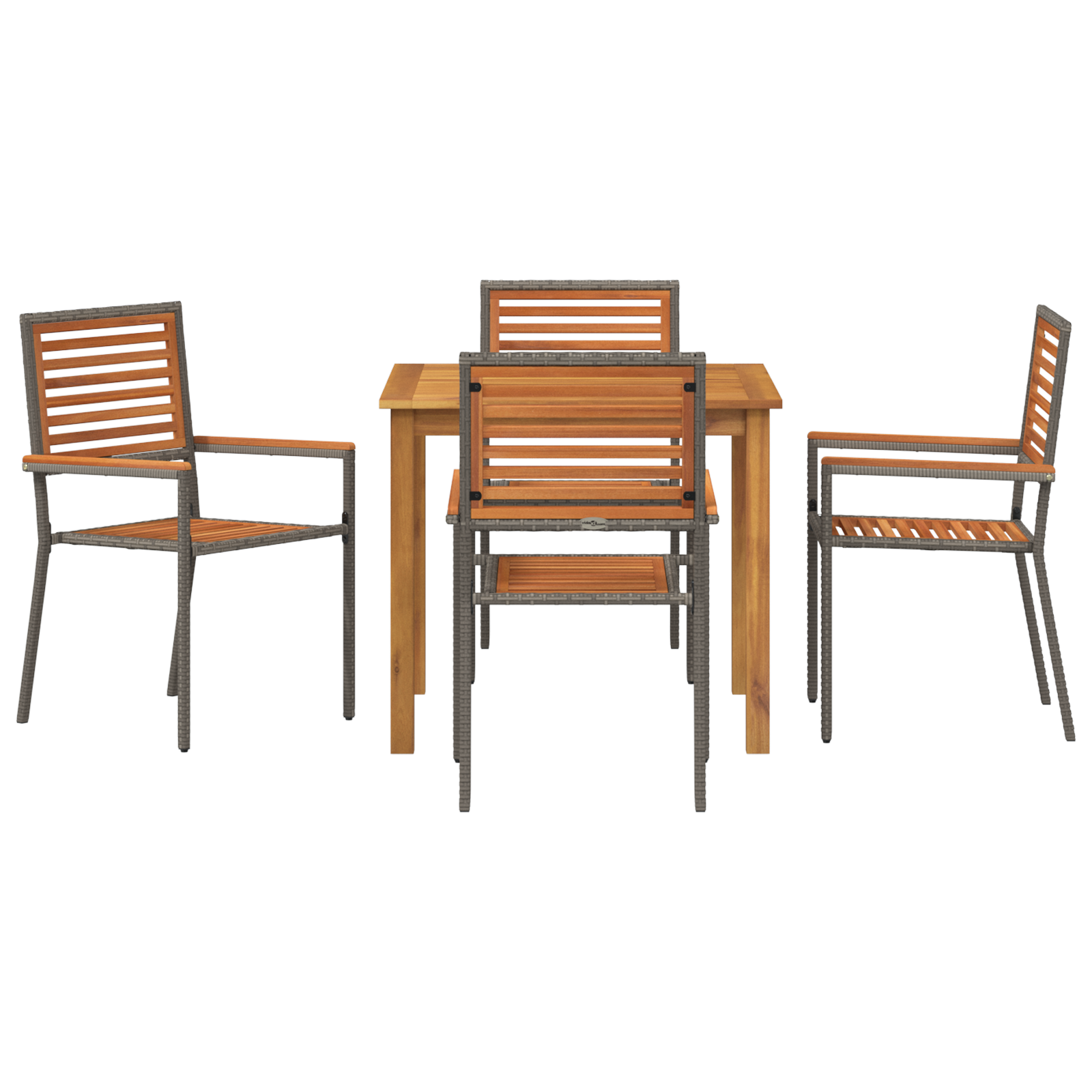 Set Pranzo Giardino 5 Pezzi  Grigio Polyrattan Acacia