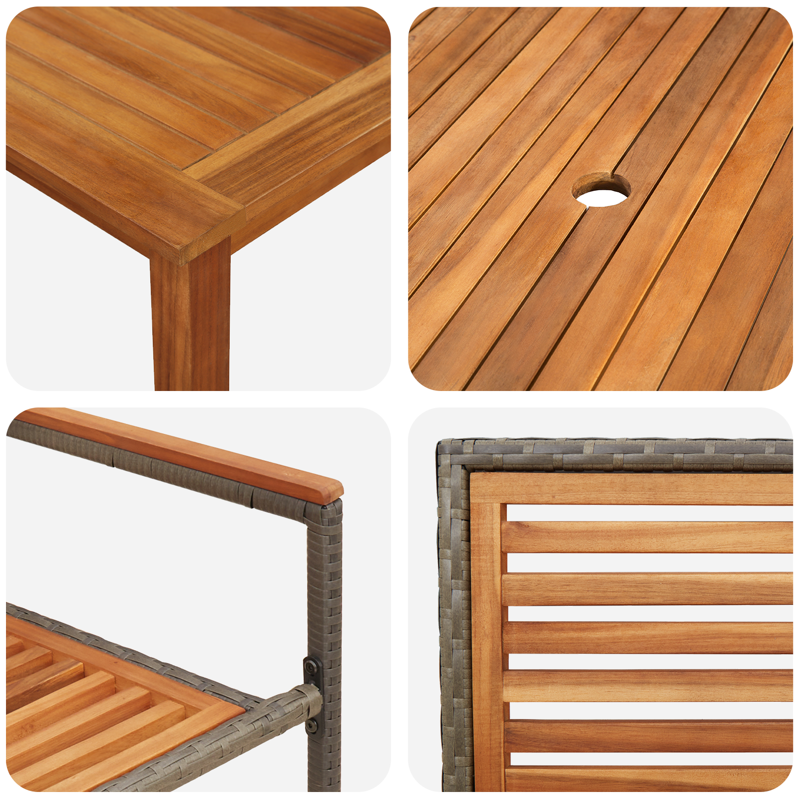 Set da Pranzo per Giardino  5 Pezzi Grigio Polyrattan Acacia