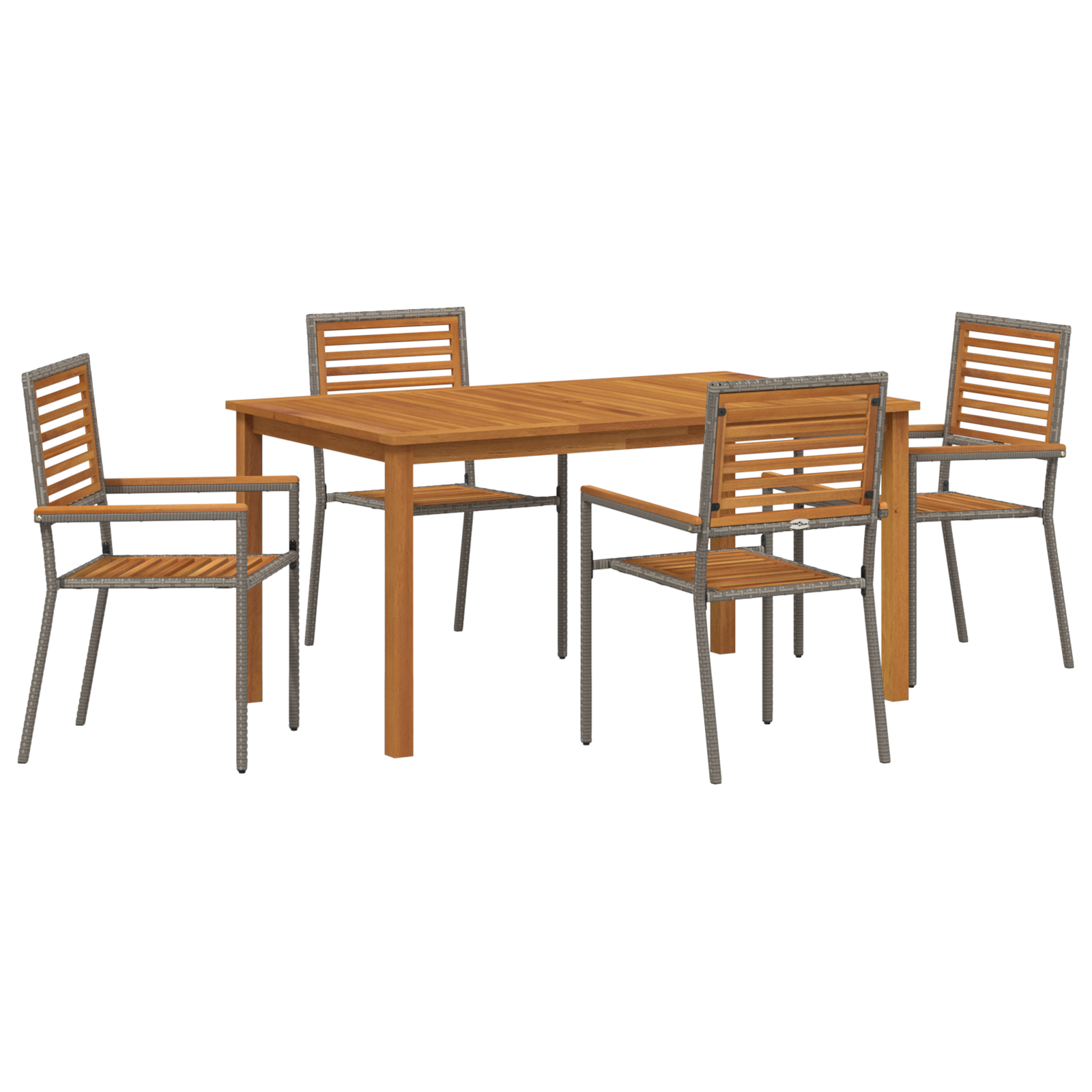 Set da Pranzo per Giardino  5 Pezzi Grigio Polyrattan Acacia