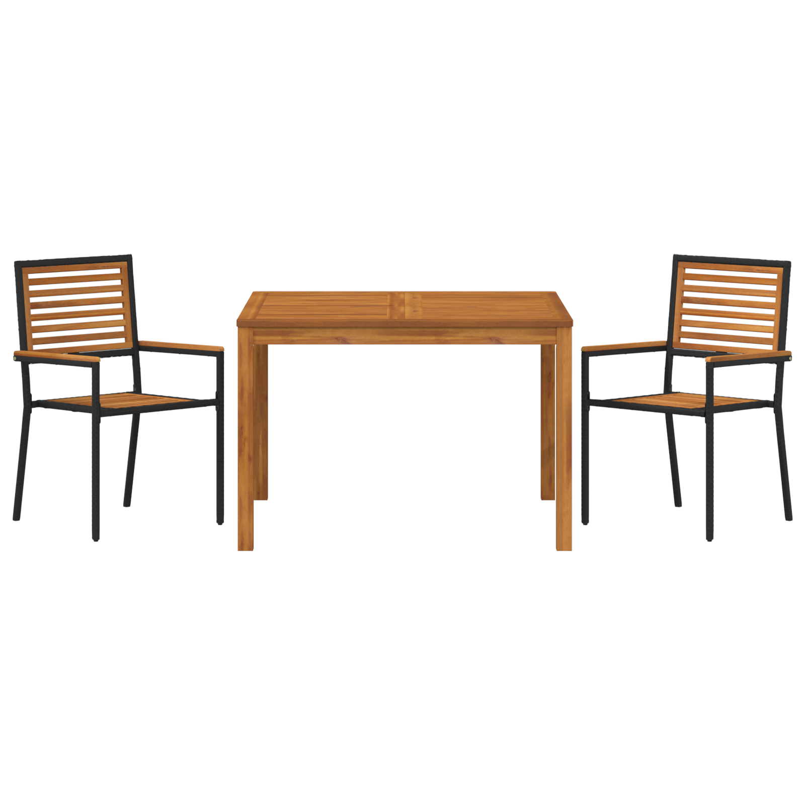 Set da Pranzo da Giardino  3 Pezzi Rattan Polipropilene Nero Acacia
