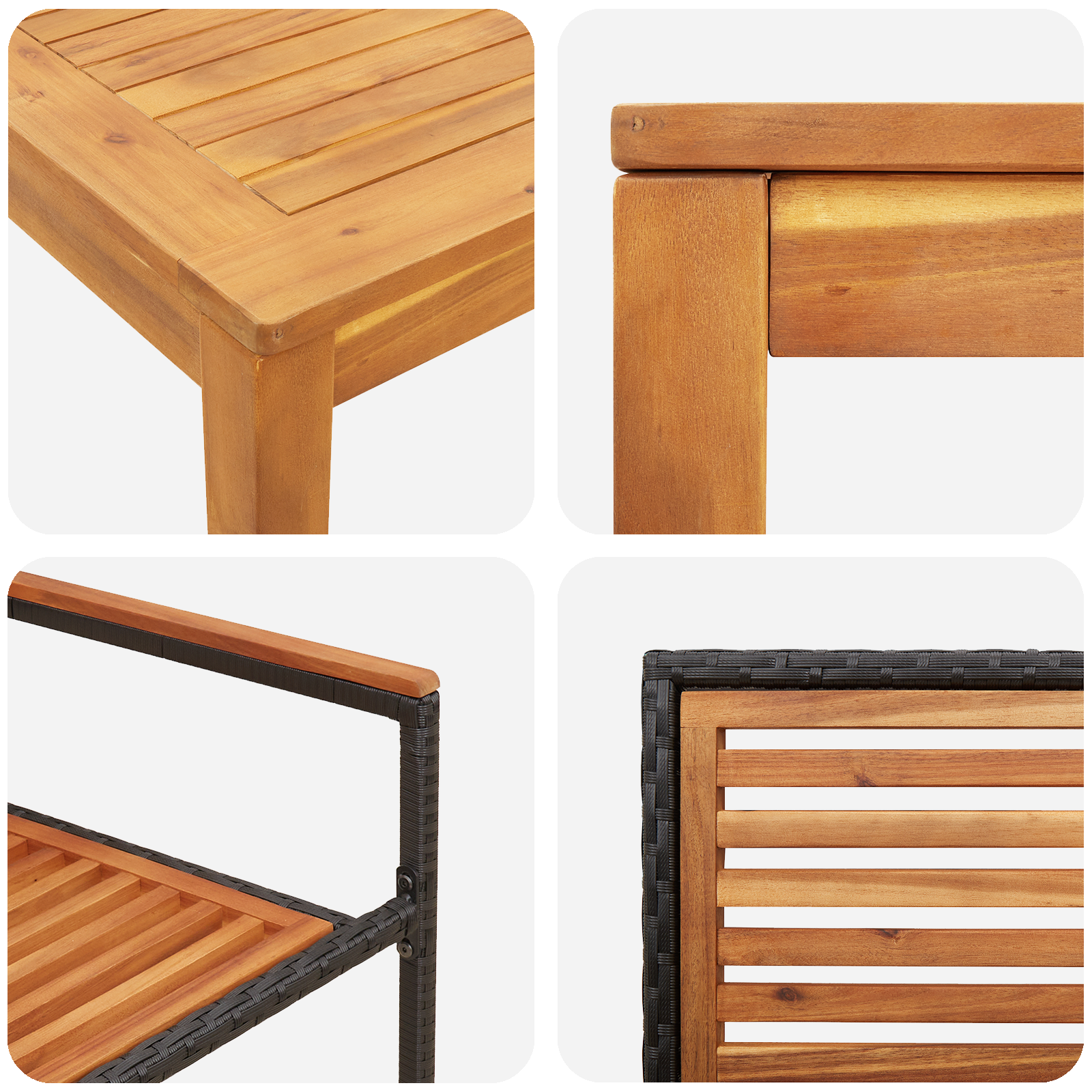 Set pranzo giardino 5 pezzi  in polyrattan nero acacia