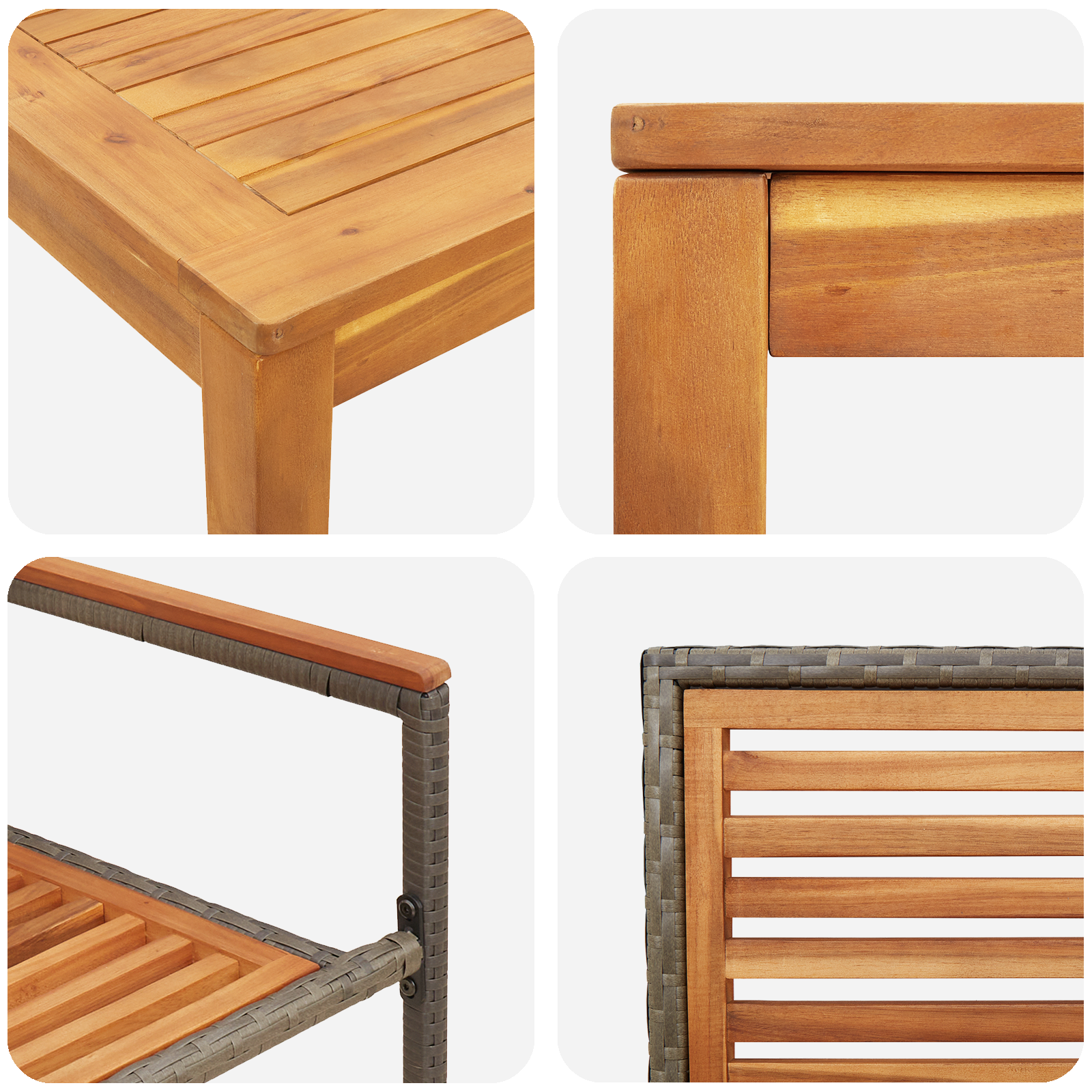 Set da Pranzo da Giardino  5 Pezzi Grigio Polyrattan Acacia