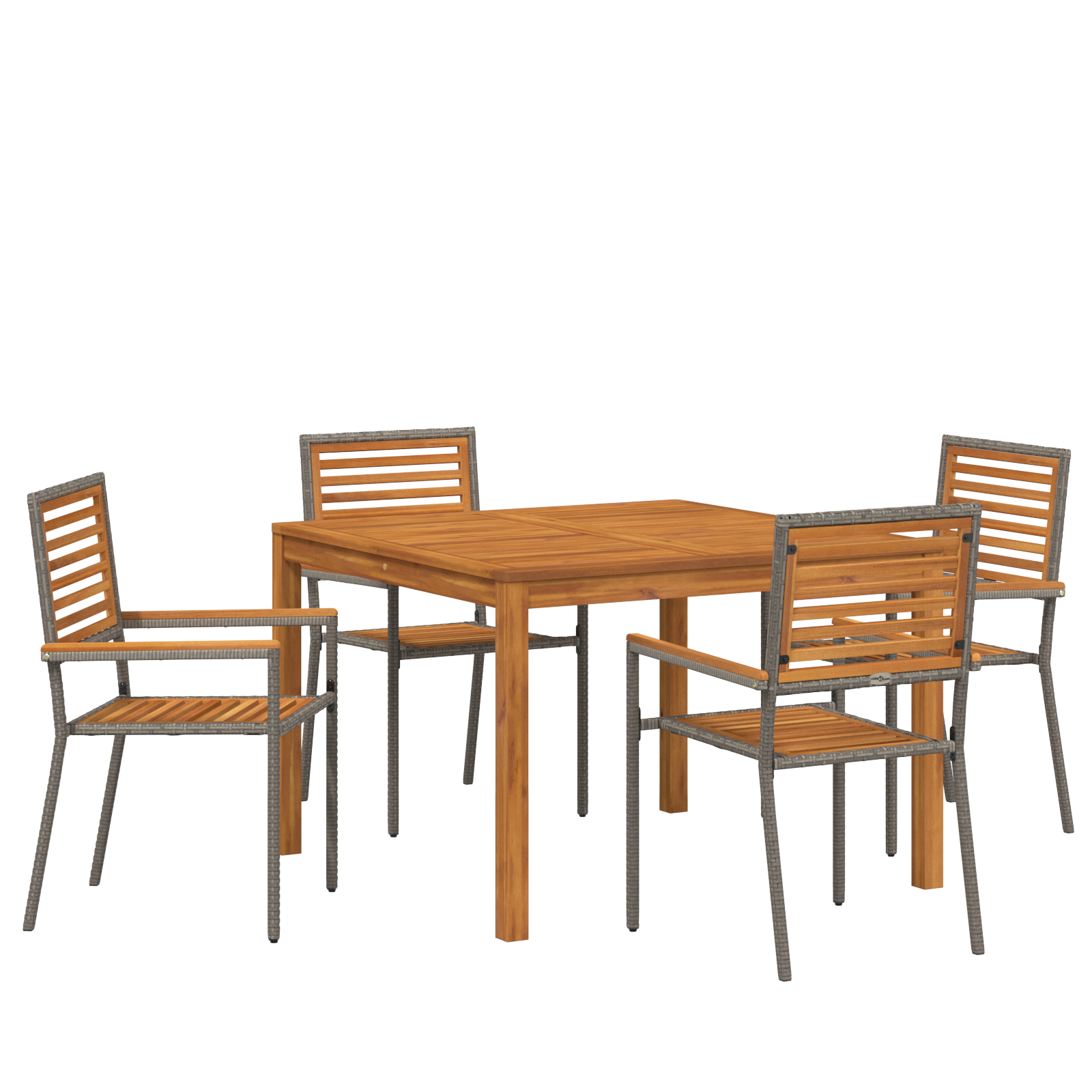 Set da Pranzo da Giardino  5 Pezzi Grigio Polyrattan Acacia