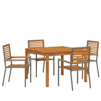 Set da Pranzo da Giardino  5 Pezzi Grigio Polyrattan Acacia