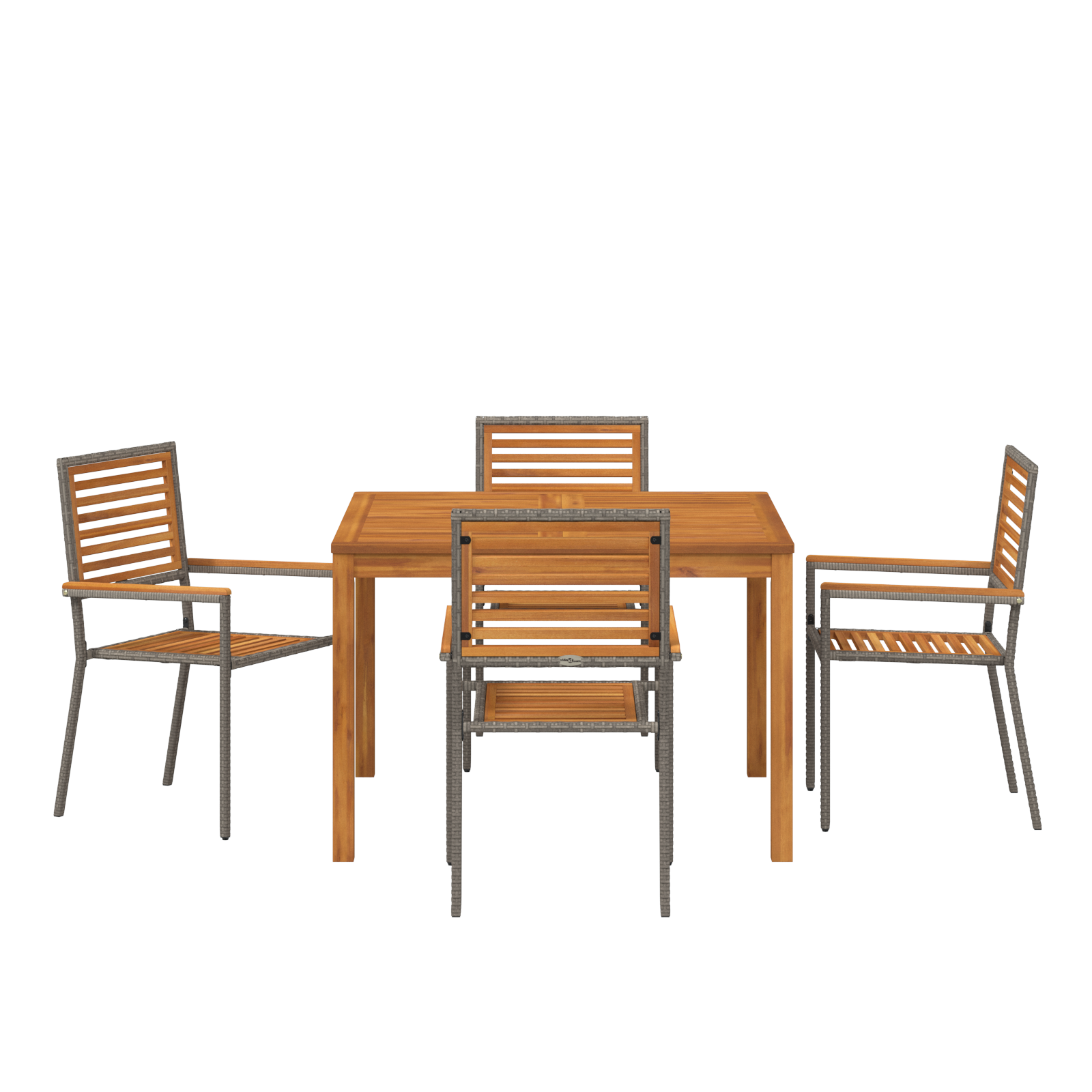 Set da Pranzo da Giardino  5 Pezzi Grigio Polyrattan Acacia