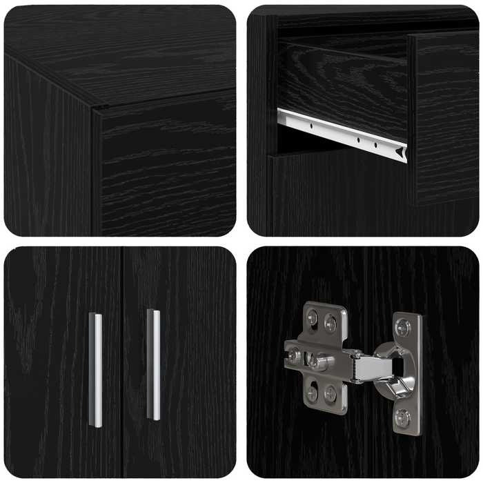 Armadio da stoccaggio Rovere Nero 80x42.5x93.5 cm Legno ingegnerizzato
