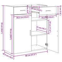 Armadio da stoccaggio Rovere Nero 80x42.5x93.5 cm Legno ingegnerizzato
