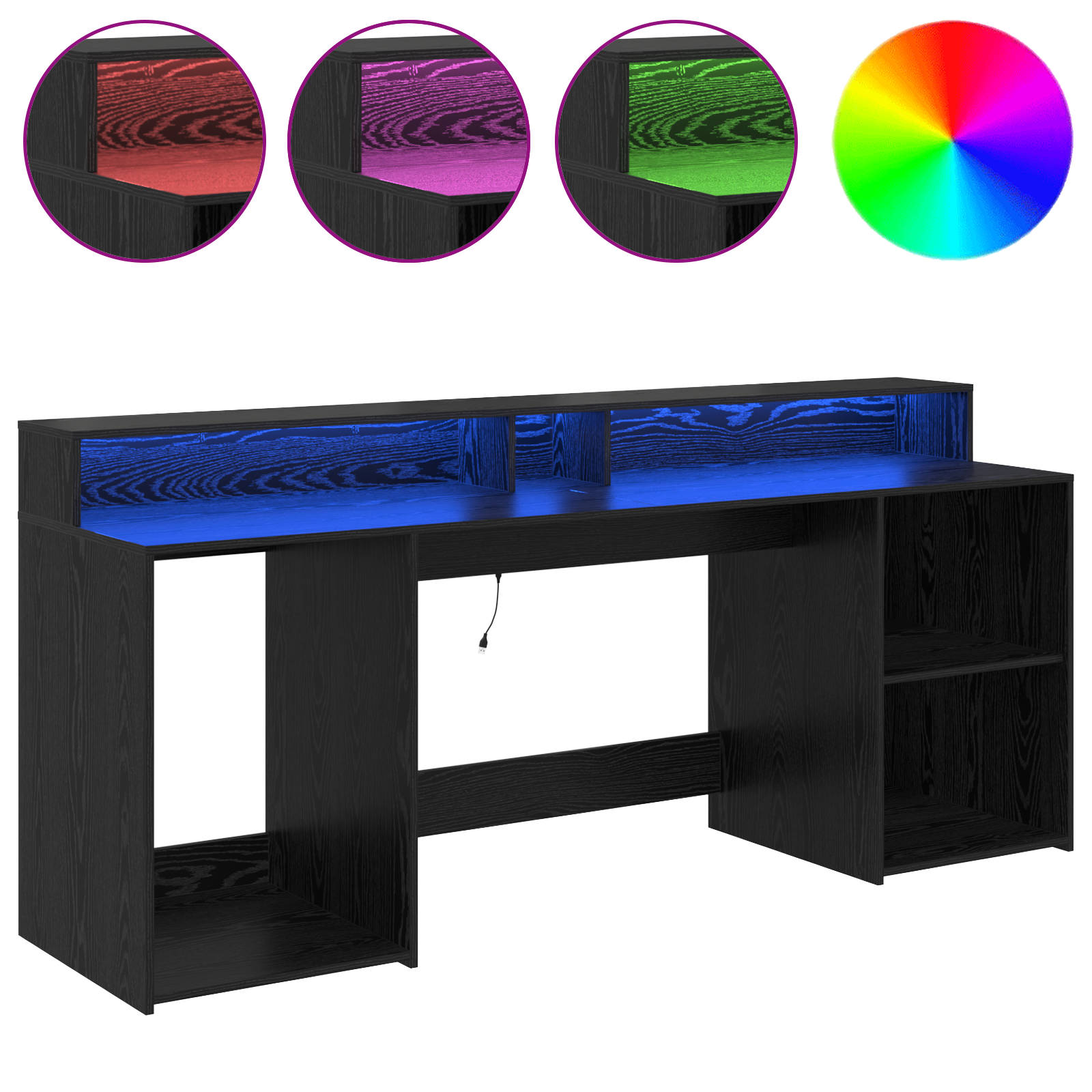 Scrivania Rovere Nero 200x55x91 cm Legno ingegnerizzato