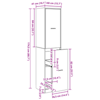 armadio da farmacia rovere nero 40x41x174,5 cm legno ingegnerizzato