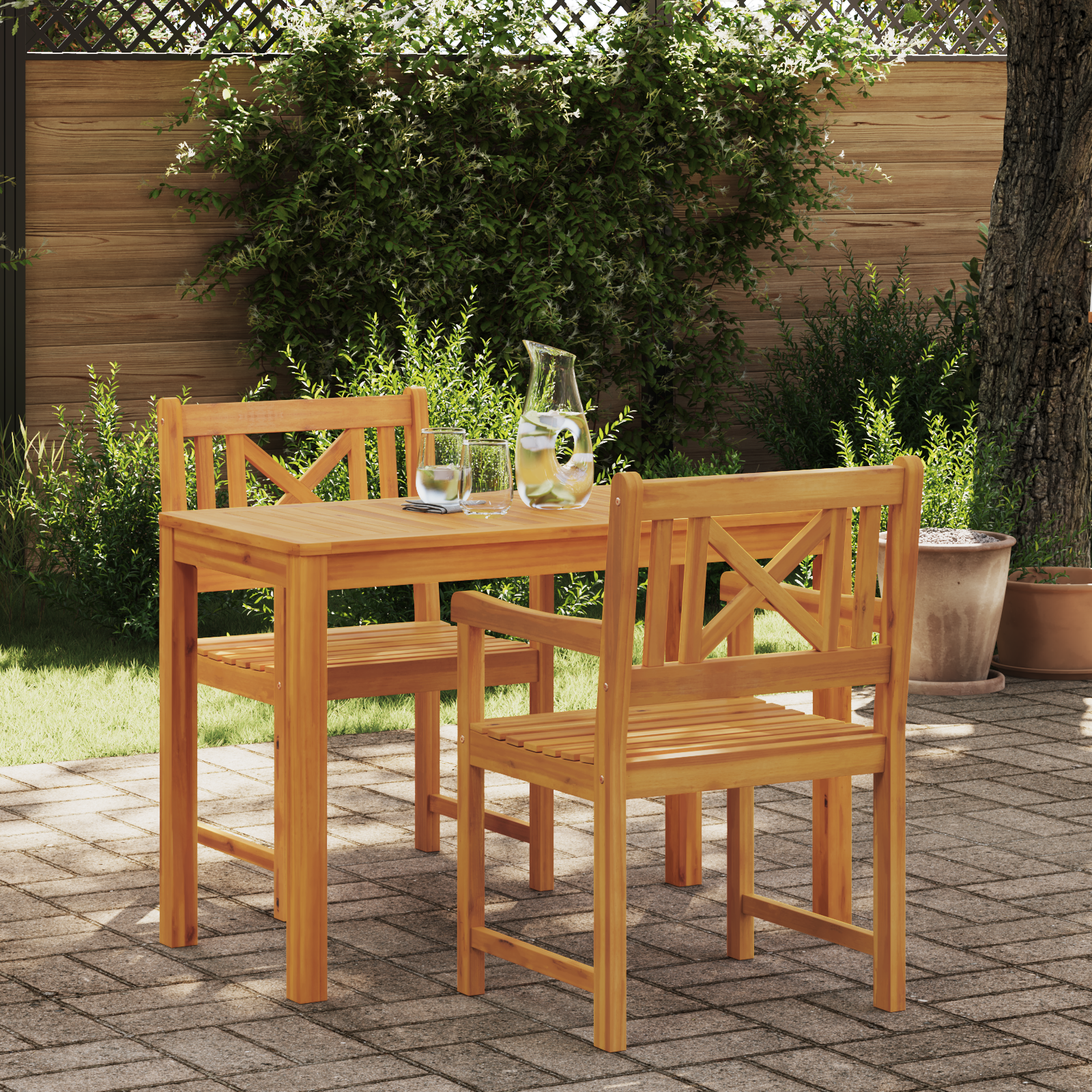 Sedie da giardino 2 pz 56x56x90 cm Legno massello di acacia