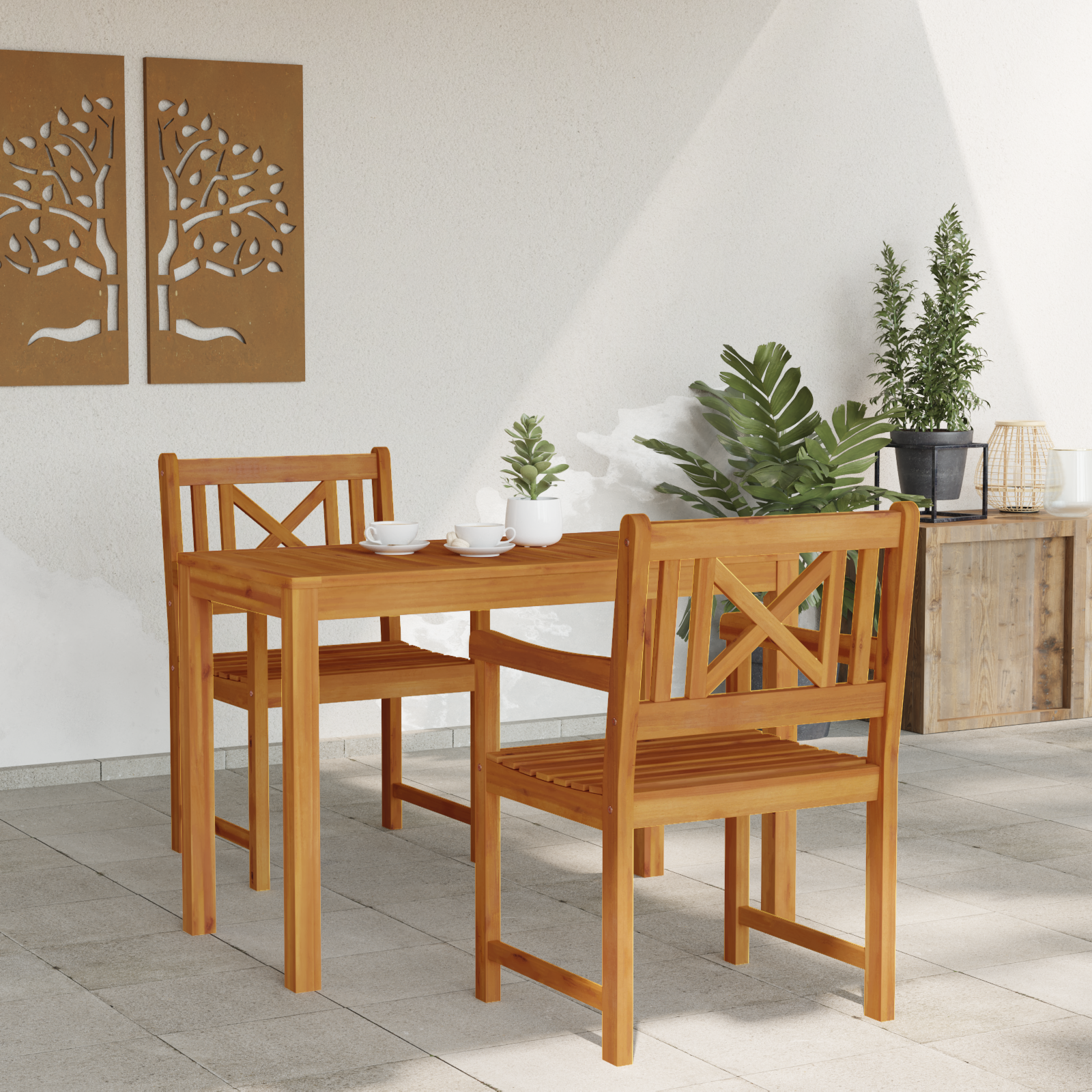 Sedie da giardino 2 pz 56x56x90 cm Legno massello di acacia