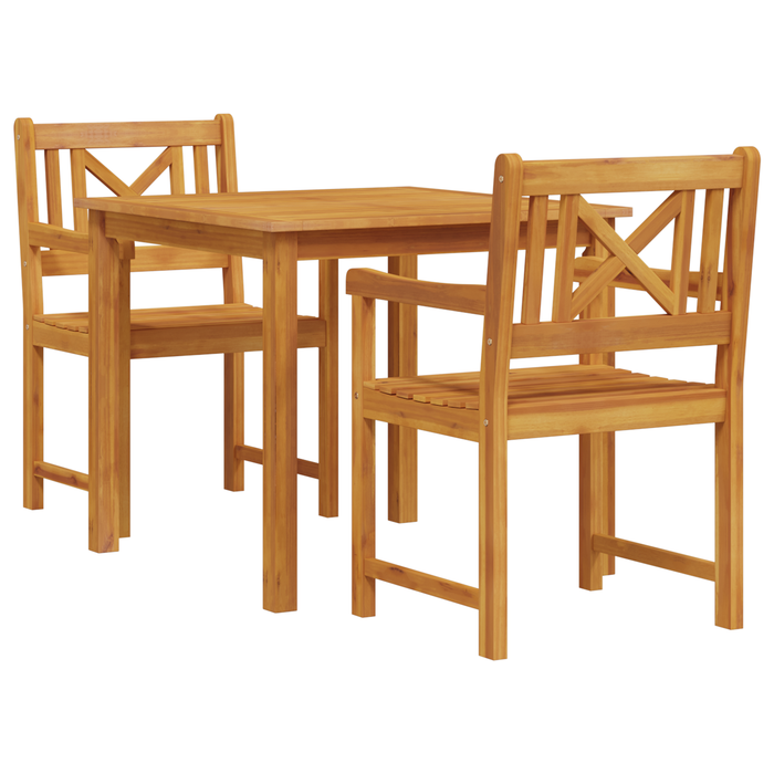 Set da pranzo giardino  in legno massello di acacia da 3 pezzi