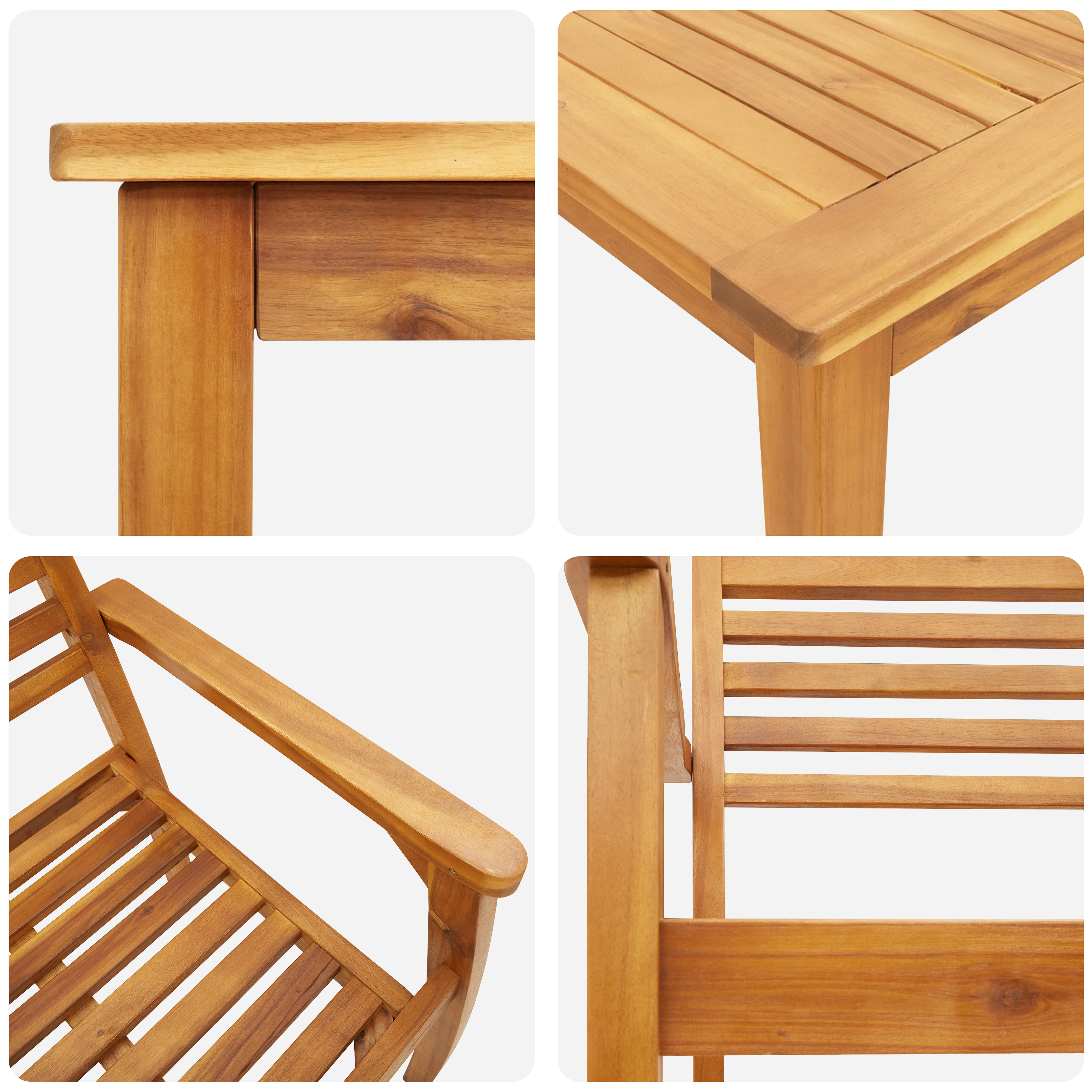 Set da Pranzo da Giardino da 5 Pezzi in Legno Massello di Acacia