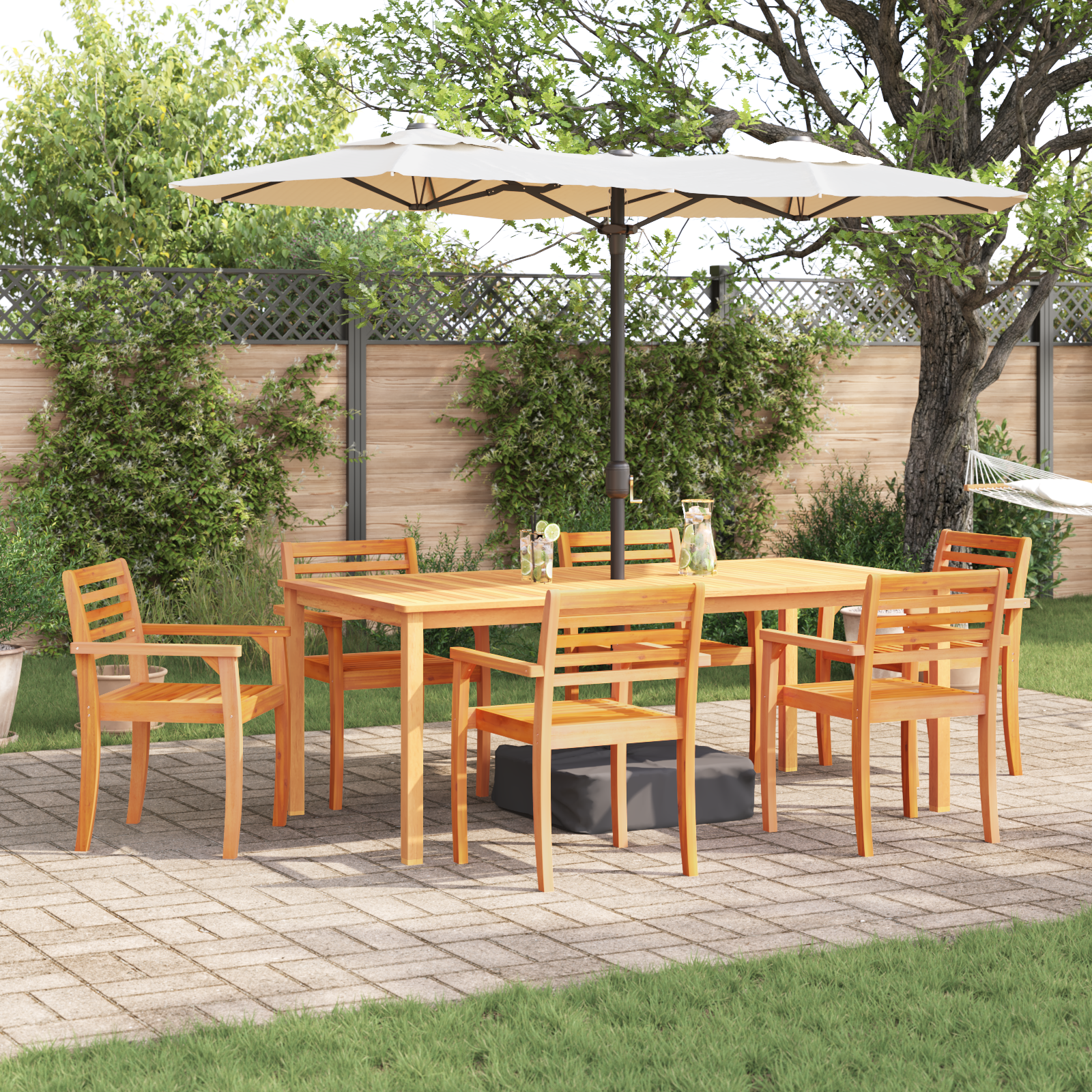 Set da pranzo da giardino 9 pezzi in legno di acacia massello