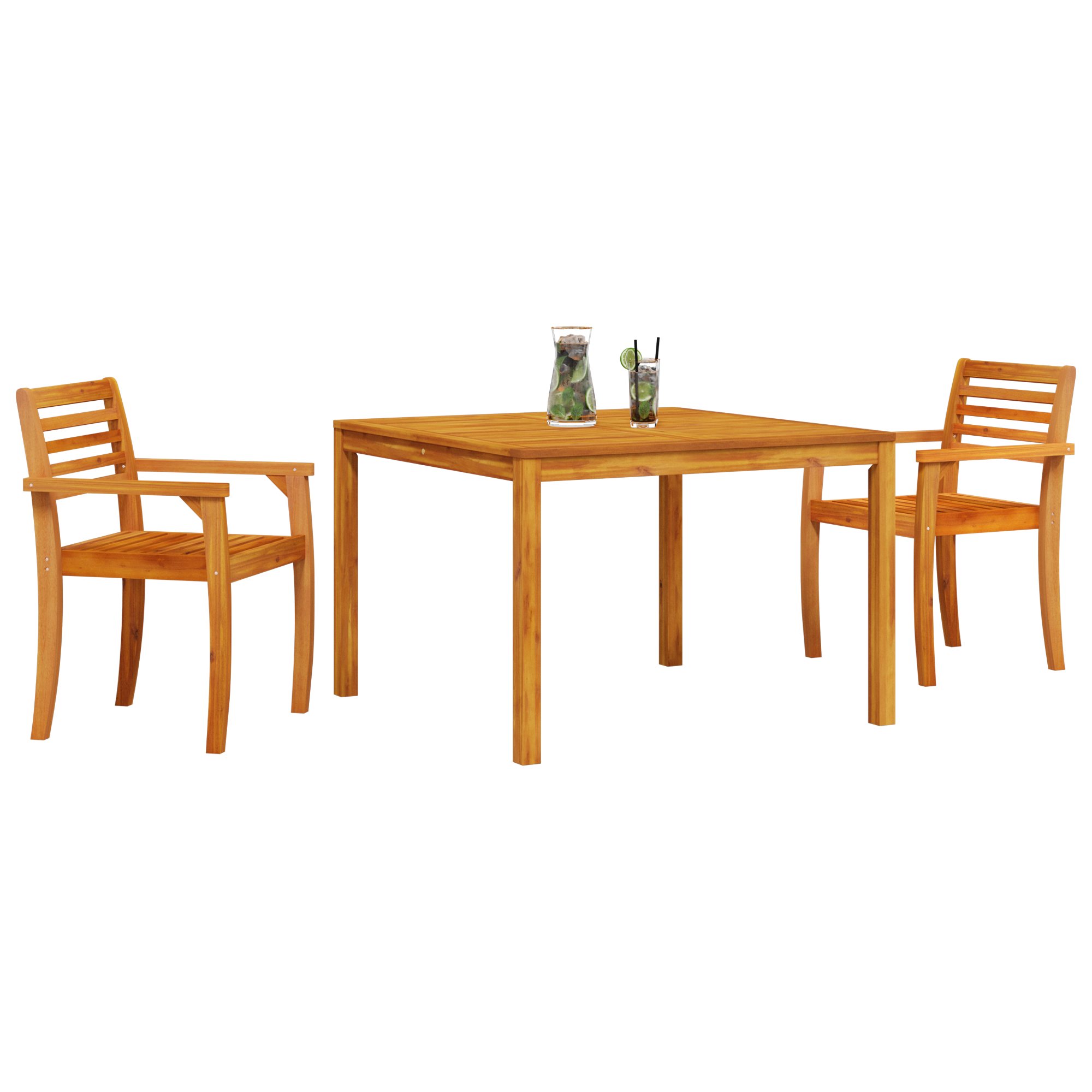 Set da Pranzo da Giardino in 3 Pezzi in Legno Massello di Acacia