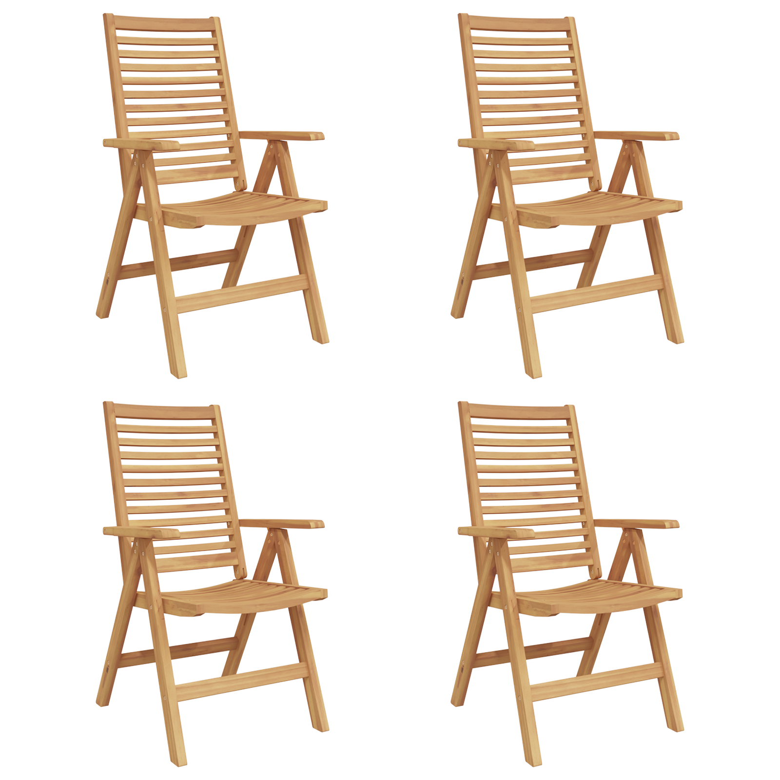 Sedie da Giardino  Pieghevoli 4 pcs in Legno Massello di Teak