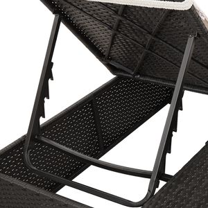 Doppio Lettino Prendi Sole con Tetto e Tendine Nero Polyrattan