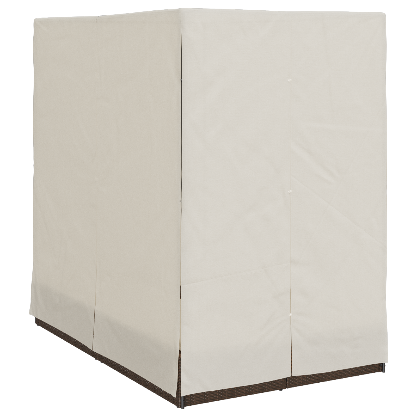 Lettino doppio  con tetto e tende in polyrattan marrone