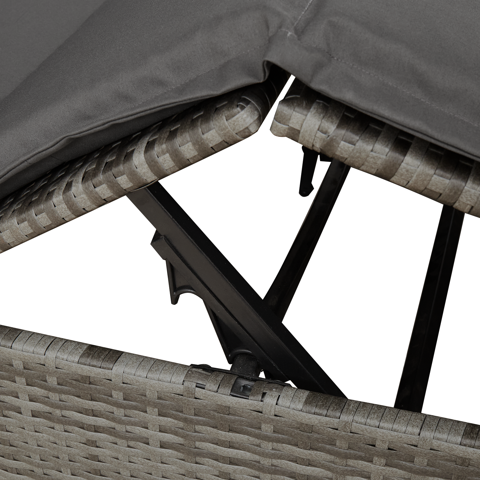 Lettino doppio  con tetto e tende in polyrattan grigio