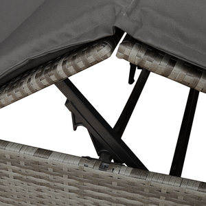 Lettino doppio  con tetto e tende in polyrattan grigio