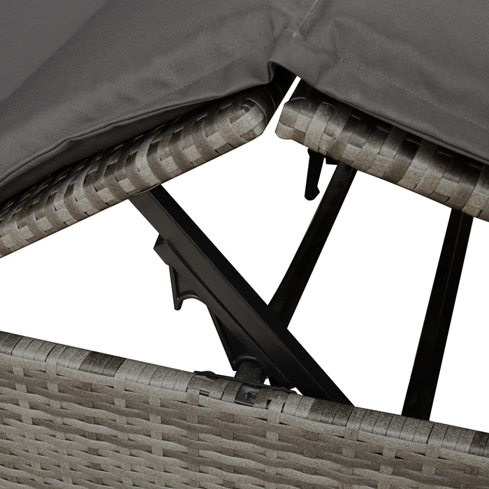 Lettino doppio  con tetto e tende in polyrattan grigio