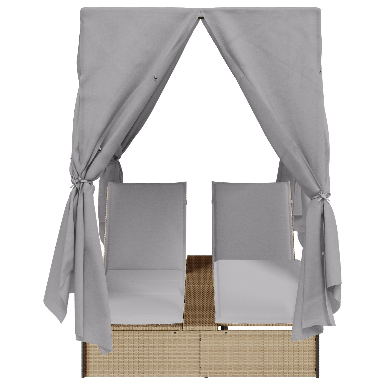 lettino da sole doppio Set di 2 Beige e grigio chiaro Polyrattan