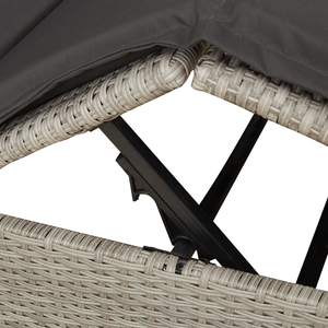 Doppio Lettino Prendisole con Tetto e Tendine Grigio Chiaro in Polyrattan