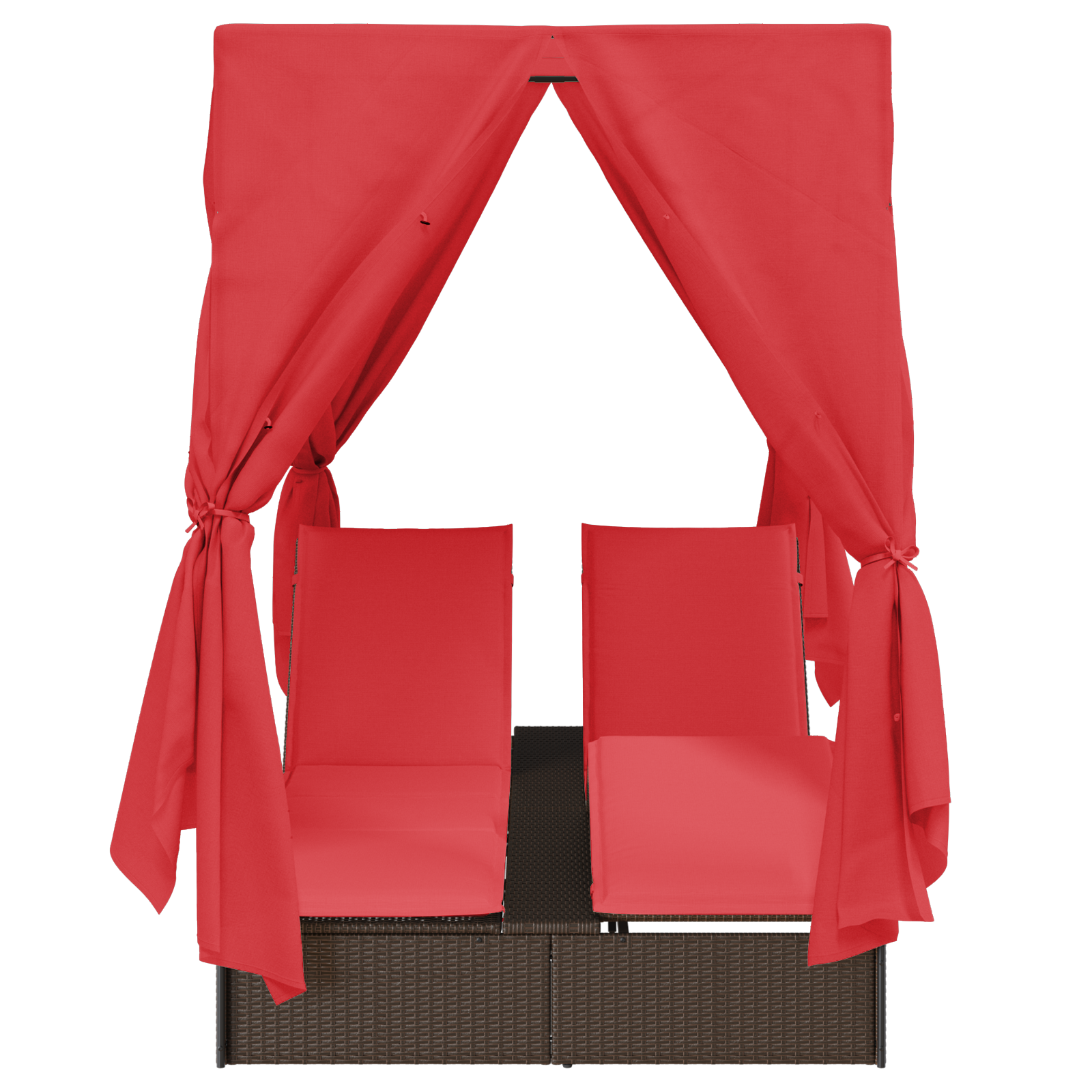 lettino da sole doppio Set di 2 Marrone e rosso Rattan e poliestere