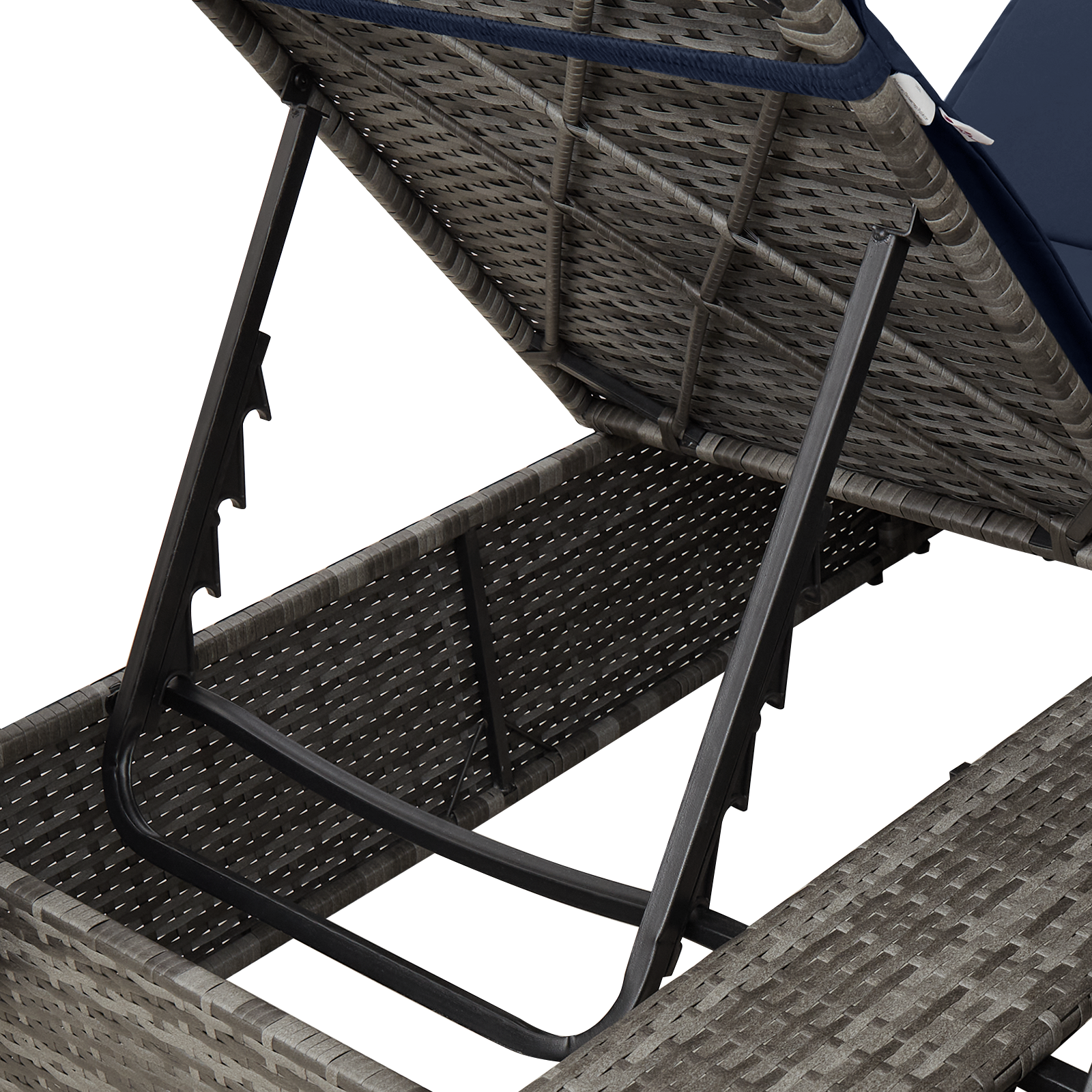 Lettino da sole doppio Set di 2 Grigio e blu navy Rattan Grande