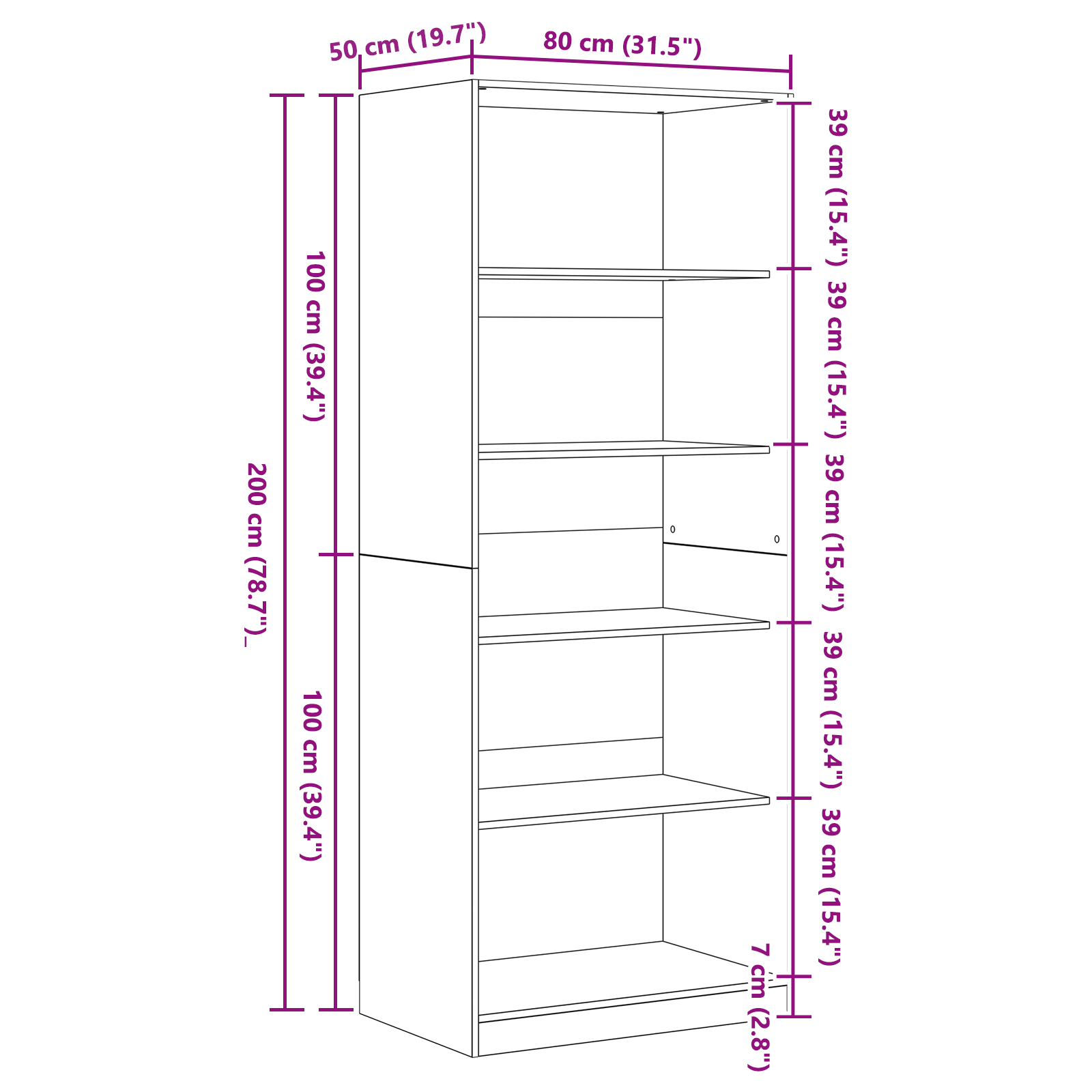Armadio Rovere Nero Set di 2 Rovere Nero Truciolare