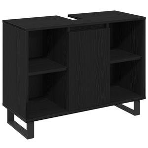 Set Mobili Bagno  3 pezzi Rovere Nero Legno Ingegnerizzato