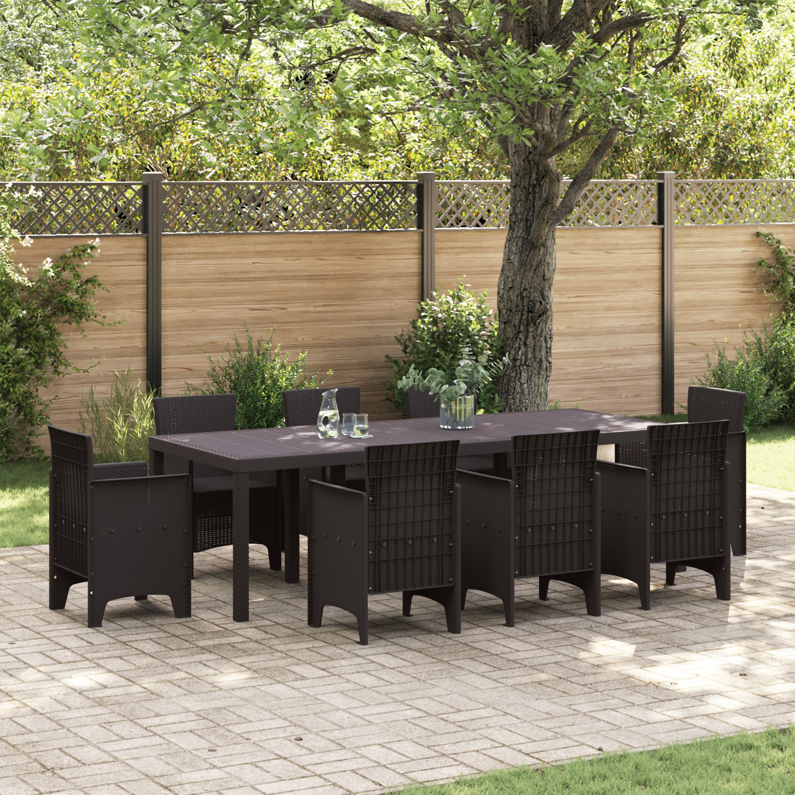 Tavolo da Giardino  Marrone 250x100x73 cm Poly Rattan