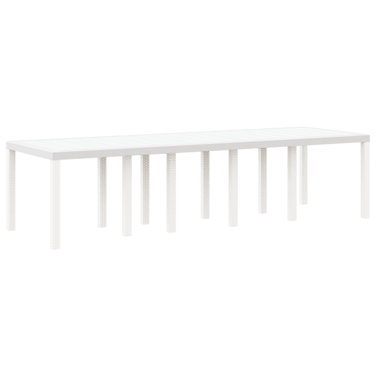 Tavolo da Giardino Bianco 300x100x73 cm Poly Rattan