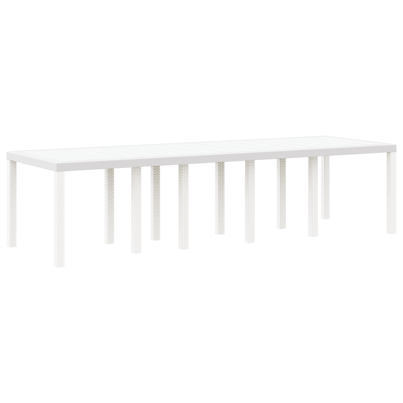 Tavolo da Giardino Bianco 300x100x73 cm Poly Rattan