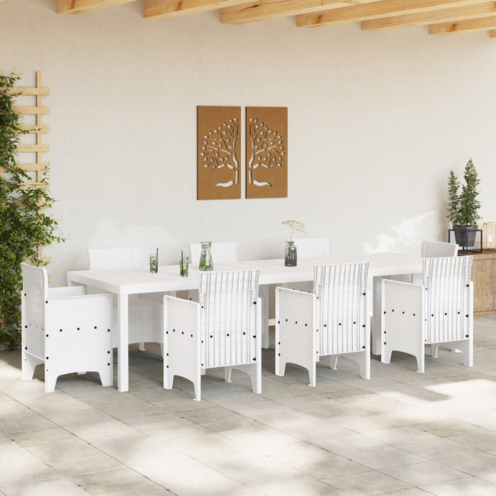 Tavolo da Giardino Bianco 300x100x73 cm Poly Rattan