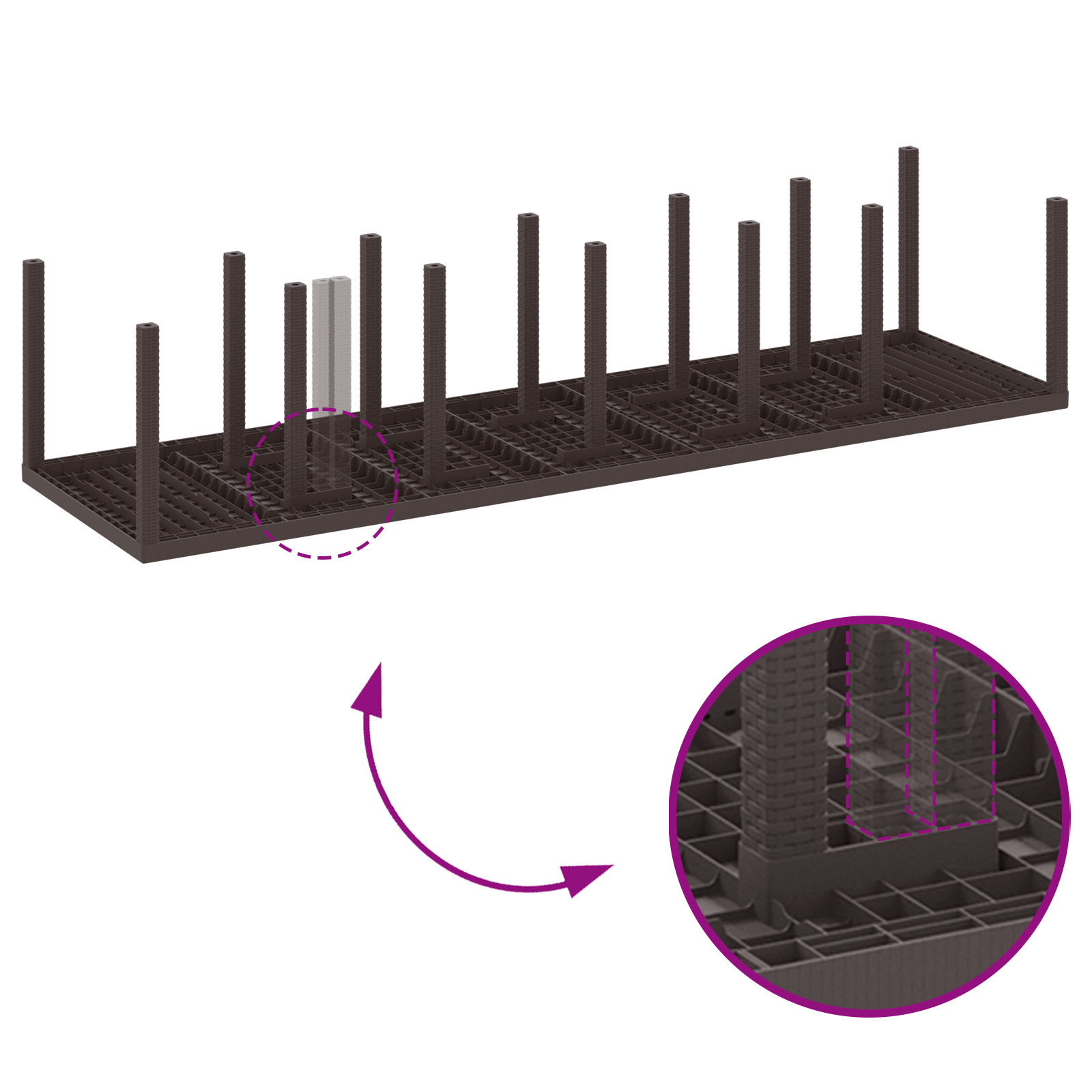 Tavolo da Giardino  Marrone 350x100x73 cm Polirattan